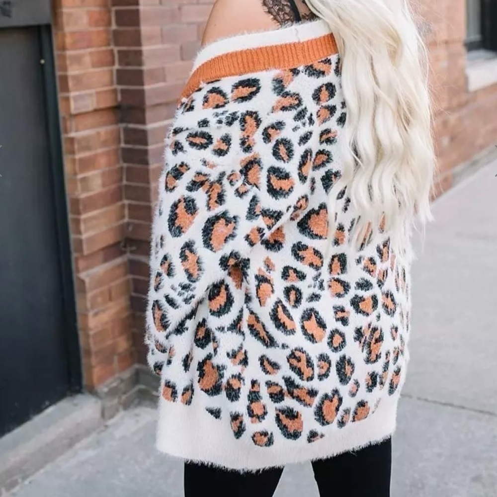 Buckle Women's Leopard Cardigan En Creame Small - Picture 4 of 9